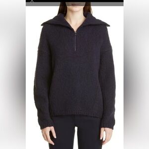 VINCE Oversized Chunky Wool Blend Pullover Sweater in Coastal Blue.